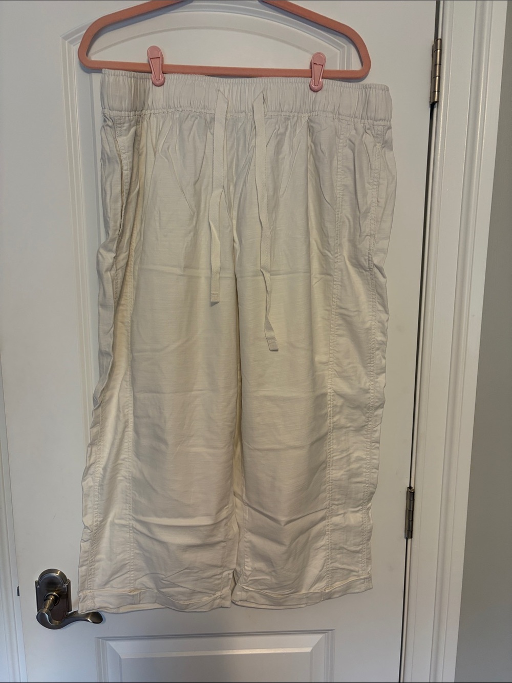 Lane Bryant Cream Drawstring Crop Pants